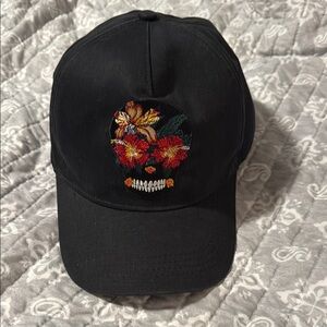 Zara Black Baseball Cap with Colorful Skull